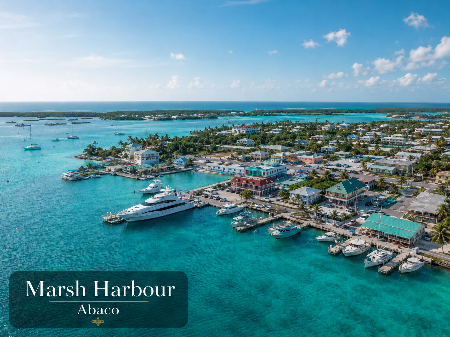 Aerial view of Marsh Harbour, Abaco
